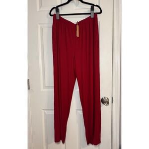 NWT SKIMS Soft Lounge Pant Brick Red Ribbed Modal Wide Leg Womens L